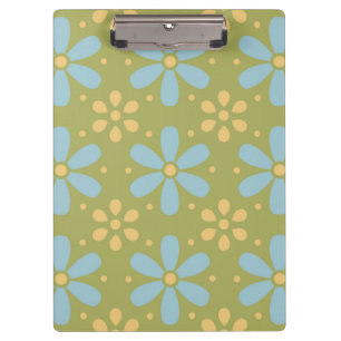 Retro-Abstraktes Blau und Gelbes Blumenmuster Klemmbrett