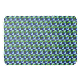 Retro-Abstraktes blaues und grünes geometrisches D Badematte