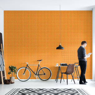 Retro abstraktes Design im orangefarbenen Karostil Tapete