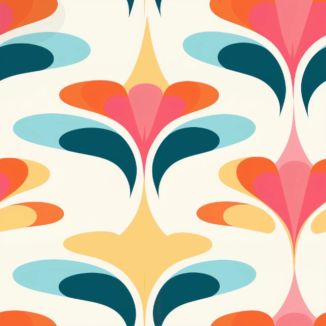 Retro-Abstraktes Hintergrundbild - lebendiges Wand (Retro meets modern in this vibrant abstract wallpaper. Bright, groovy shapes in bold colors create t)