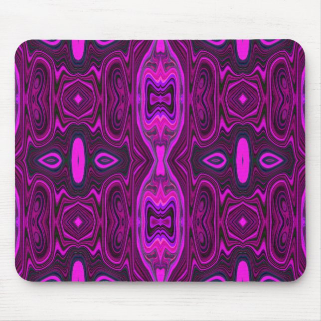 Retro Abstraktes Hot Pink und Magenta Muster Mousepad (Vorne)