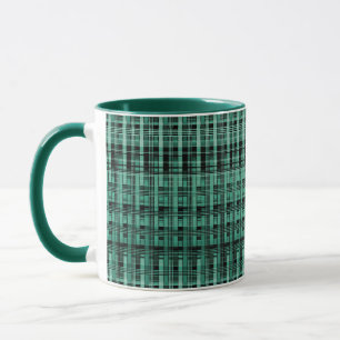 Retro abstraktes kariertes Karomuster grün schwarz Tasse