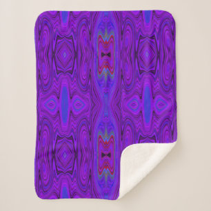 Retro Abstraktes Lila und Royal Blue Pattern Sherpadecke