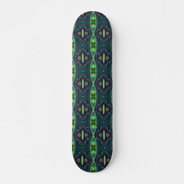 Retro-Abstraktes Muster, Rot und Blau Skateboard (Vorne)