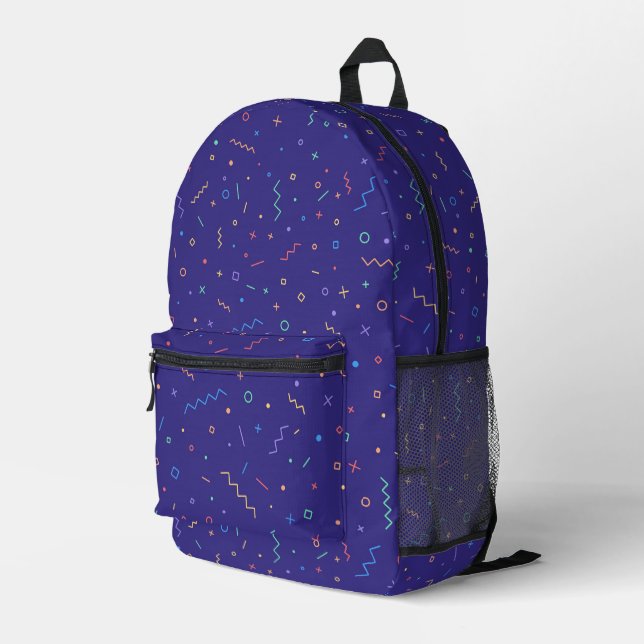 Retro-Abstraktes Neonmuster Bedruckter Rucksack (Rückseitige Ecke Rechts)