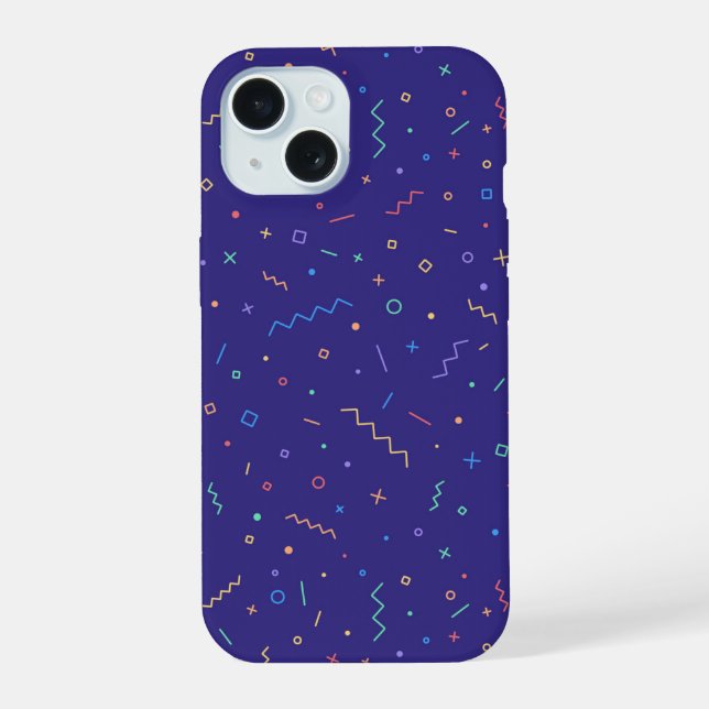 Retro-Abstraktes Neonmuster iPhone 15 Hülle (Rückseite)