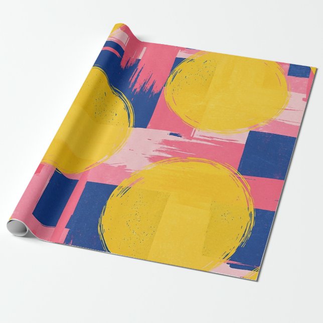 Retro Abstraktes Pinselstrich (3) Geschenkpapier (Ungerollt)