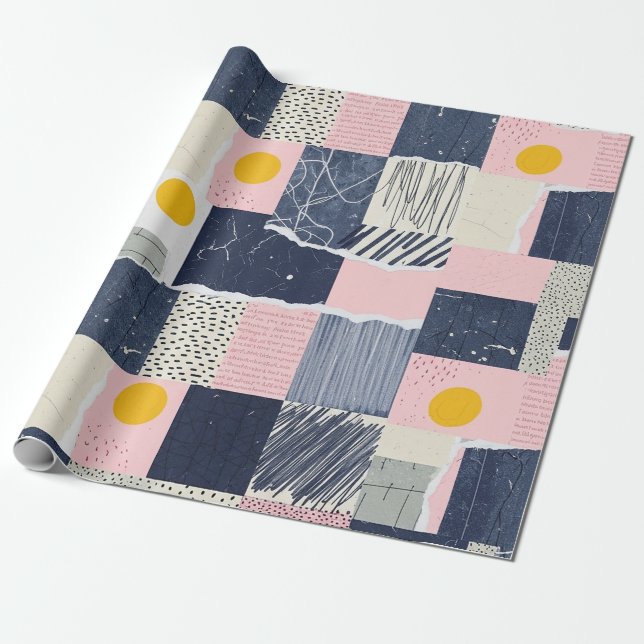 Retro Abstraktes Pinselstrich-Muster (1) Geschenkpapier (Ungerollt)