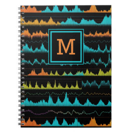 Retro abstraktes Schallwellenmuster-Monogramm Notizblock