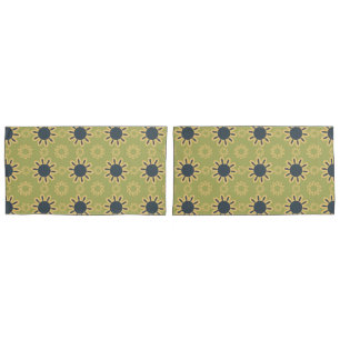 Retro Abstraktes Schwarz-Gelb-Blumenmuster Kissenbezug