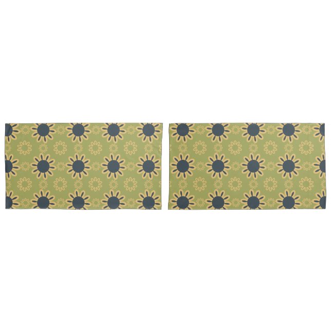 Retro Abstraktes Schwarz-Gelb-Blumenmuster Kissenbezug (Vorderseite-Set)