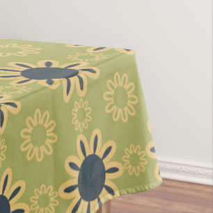 Retro Abstraktes Schwarz-Gelb-Blumenmuster Tischdecke