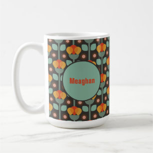 Retro abstraktes Teal Gold Rot floral Kaffeetasse