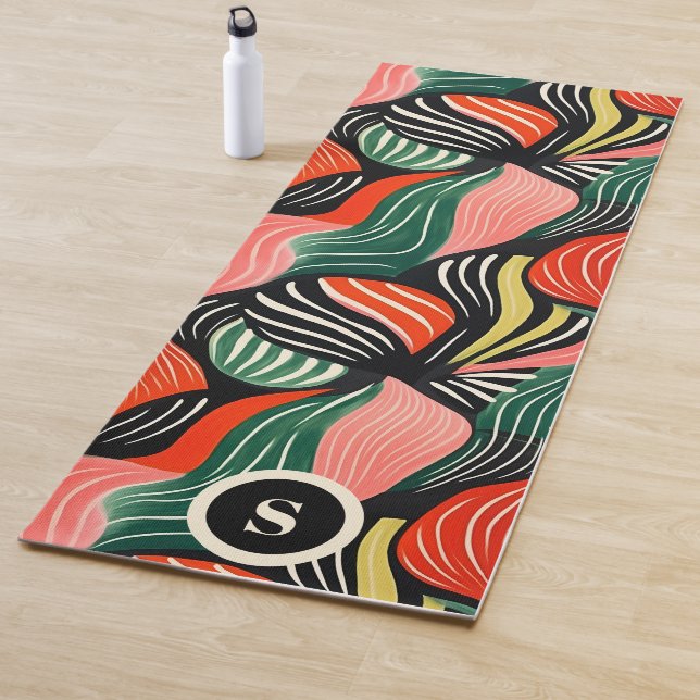 Retro-Abstraktes Wellenmuster Yogamatte (Beispiel)