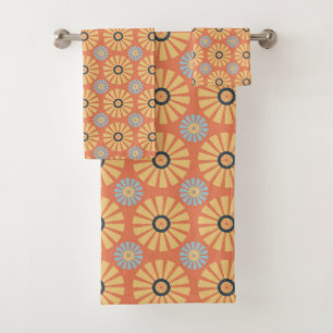 Retro Abstrat Motif de marguerites bleues et orang