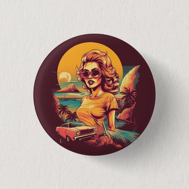 Retro-Abzeichen/ Button, Retro, vintage-inspiriert Button (Vorderseite)