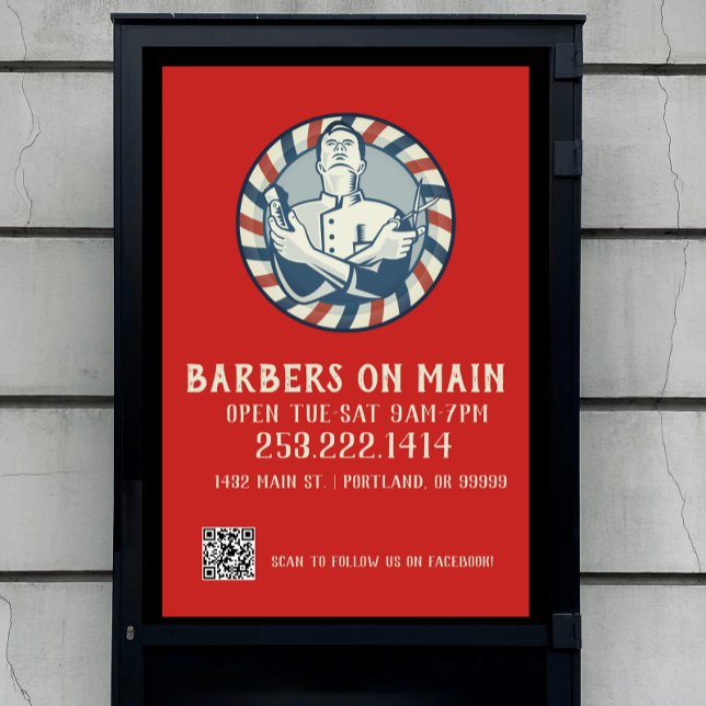 Retro-Abzeichen und QR-Code Poster (Check out our entire collection of barber art for business!)