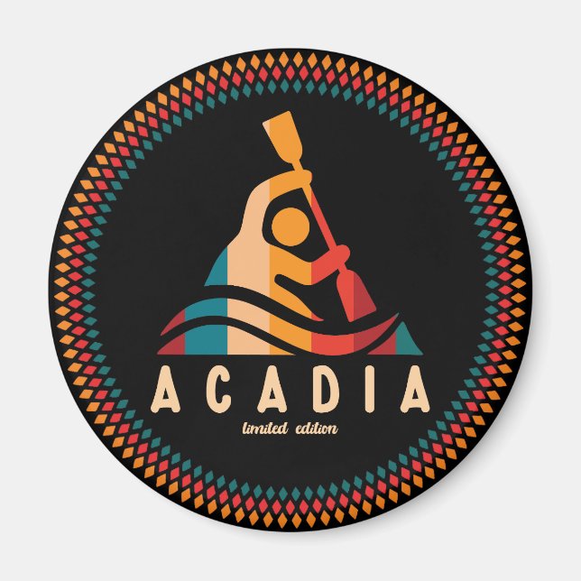 Retro Acadia Kayaking Magnet (Vorne)