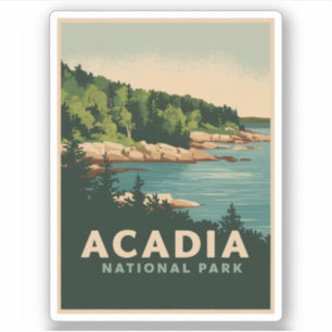 Retro Acadia Nationalpark Bar Harbour Aufkleber