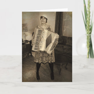 Retro Accordion Girl Karte