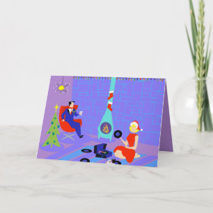 Retro Accueil pour les Fêtes Carte de Noël