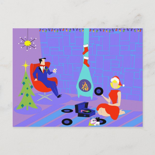 Retro Accueil pour les Fêtes Carte postale (Devant)