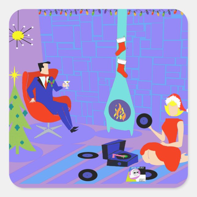 Retro Accueil pour les Stickers de Noël des Fêtes (Devant)