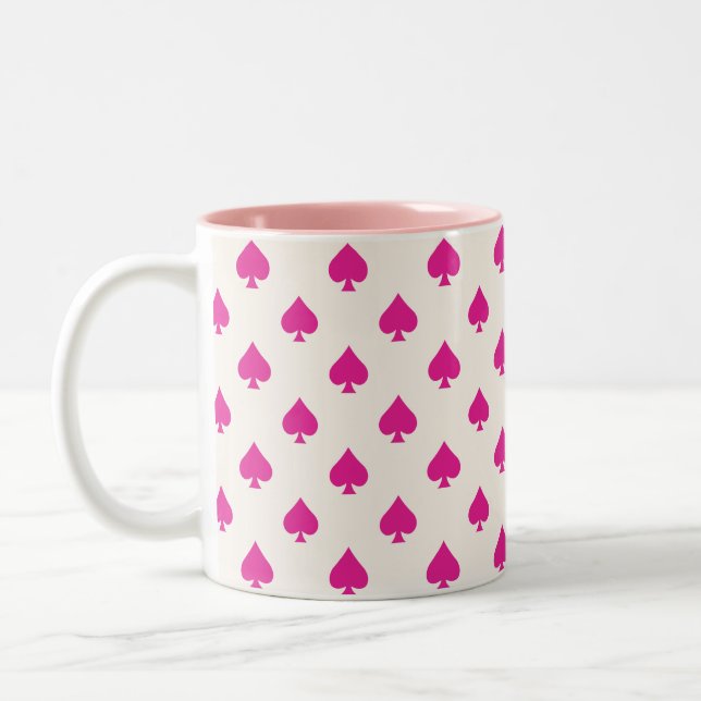 Retro Ace of Spades Muster Pink Extravagant Zweifarbige Tasse (Links)