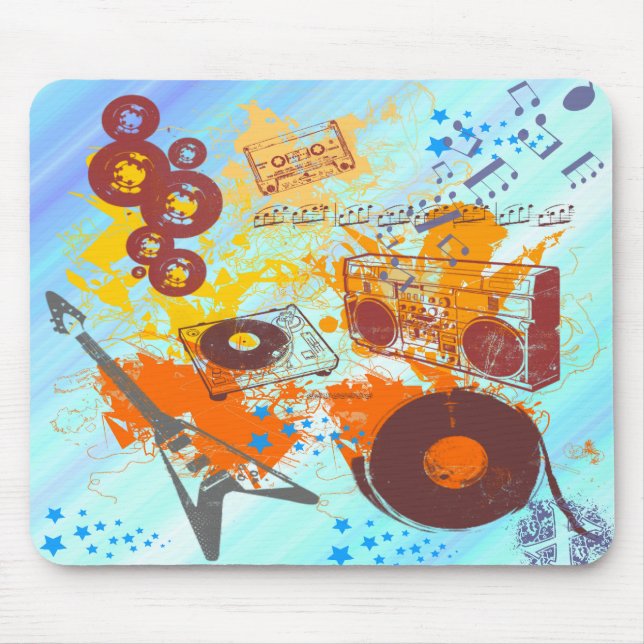 Retro Achtzigerjahre Musik Mousepad (Vorne)