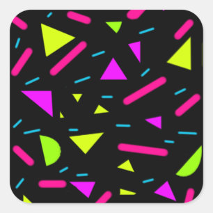 Retro Achtzigerjahre Neon formt glatte Quadratischer Aufkleber