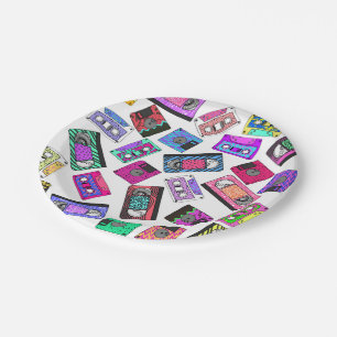 Retro Achtzigerjahre Neunzigerjahre gemusterte Pappteller