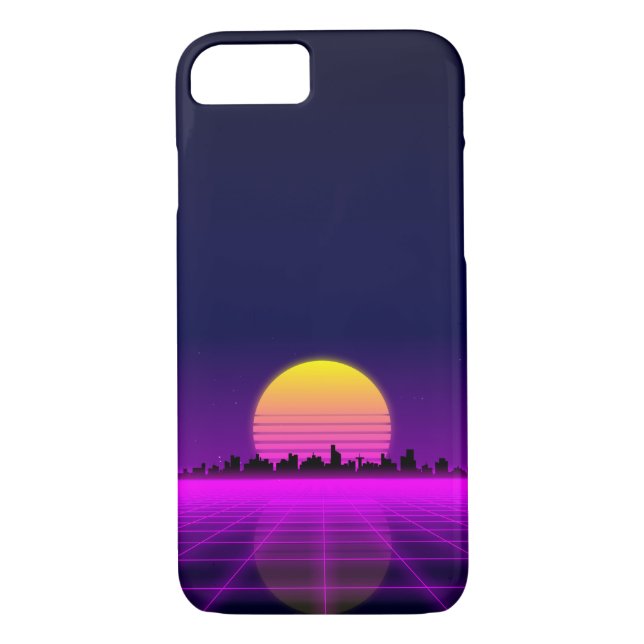 Retro Achtzigerjahre synthwave glühende Case-Mate iPhone Hülle (Rückseite)