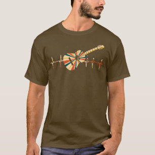Retro Acoustic Guitar Heartbeat Vintage Gitarre T-Shirt