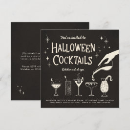 Retro Adult Halloween Drinks und Cocktails einlade Einladung