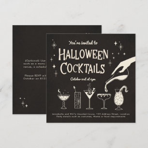 Retro Adult Halloween Drinks und Cocktails einlade Einladung