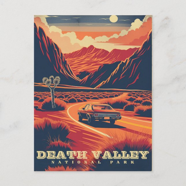 Retro Adventure in Death Valley (Nationalpark) Postkarte (Vorderseite)