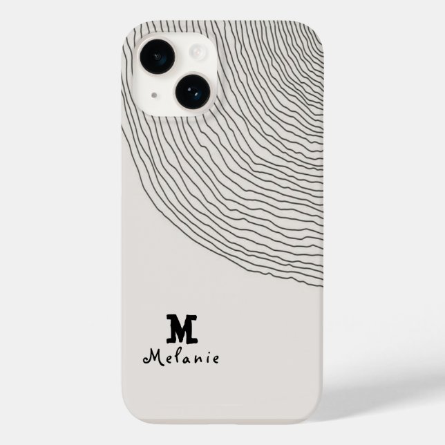 Retro aesthetic stripes minimal Monogram Case-Mate iPhone 14 Hülle (Rückseite)