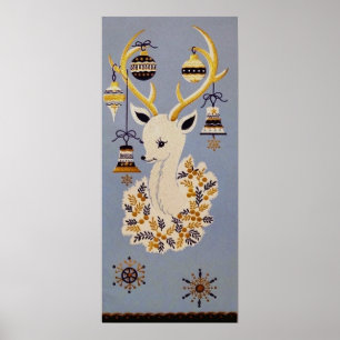 Rétro affiche vintage de renne de vacances de Noël