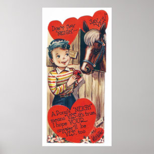 Rétro affiche vintage de Valentine de cheval de