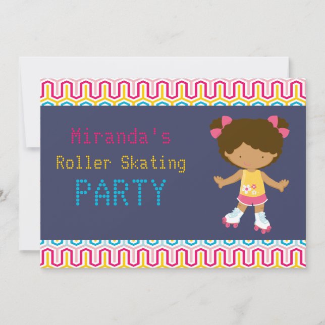 Retro African American Roller Skaten Party Einladung (Vorderseite)