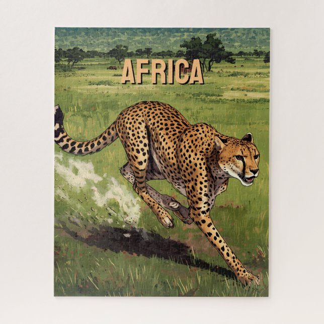 Retro Afrika Gepard Landschaft (Vertikal)