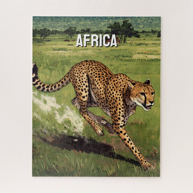 Retro Afrika Gepard Landschaft (Vertikal)