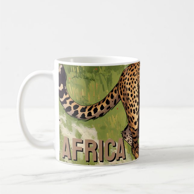 Retro Afrika Gepard Landschaft Kaffeetasse (Links)