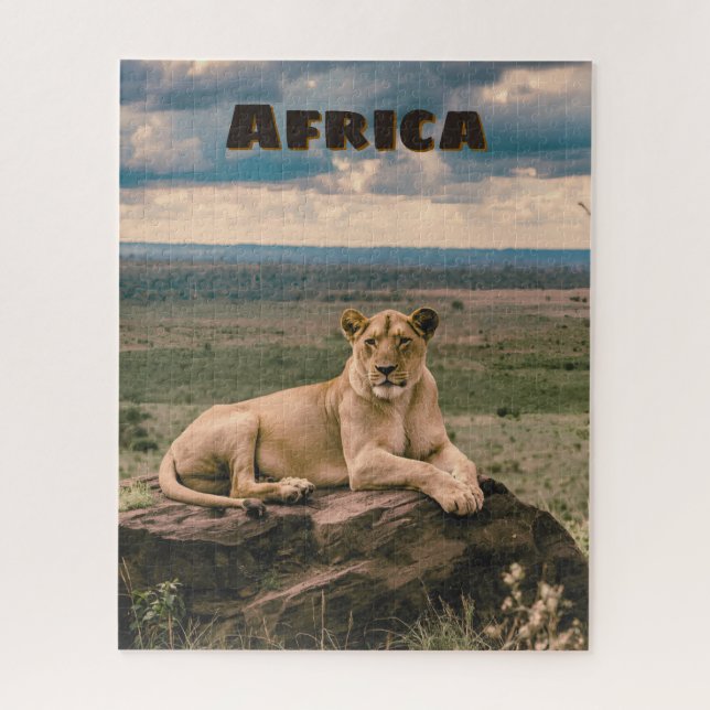 Retro Afrikanischer Löwe Landschaft (Vertikal)
