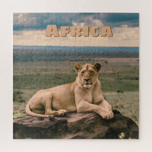 Retro Afrikanischer Löwe Szenisch