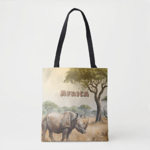 Retro-afrikanisches Nashorn-Szenario Tasche
