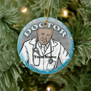 Retro Afro Homme Docteur nom personnalisé ornement