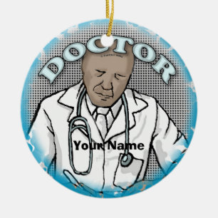 Retro Afro Homme Docteur nom personnalisé ornement