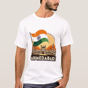 Retro Ahmedabad Skyline City in Indien T-Shirt