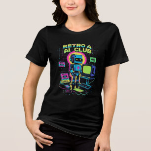 Retro AI Club – 90er-Roboter-Pixel-Art-T-Shirt Tri-Blend Shirt